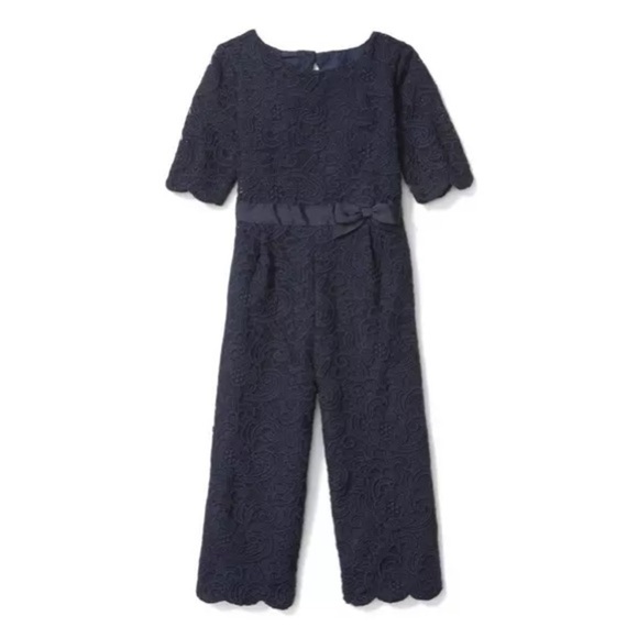 Janie and Jack Lace jumpsuit navy 4T - Picture 1 of 6